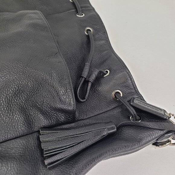 Coach AVERY Black Pebble Leather HOBO Drawstring Shoulder Bag Purse Style 27003 - Picture 12 of 15